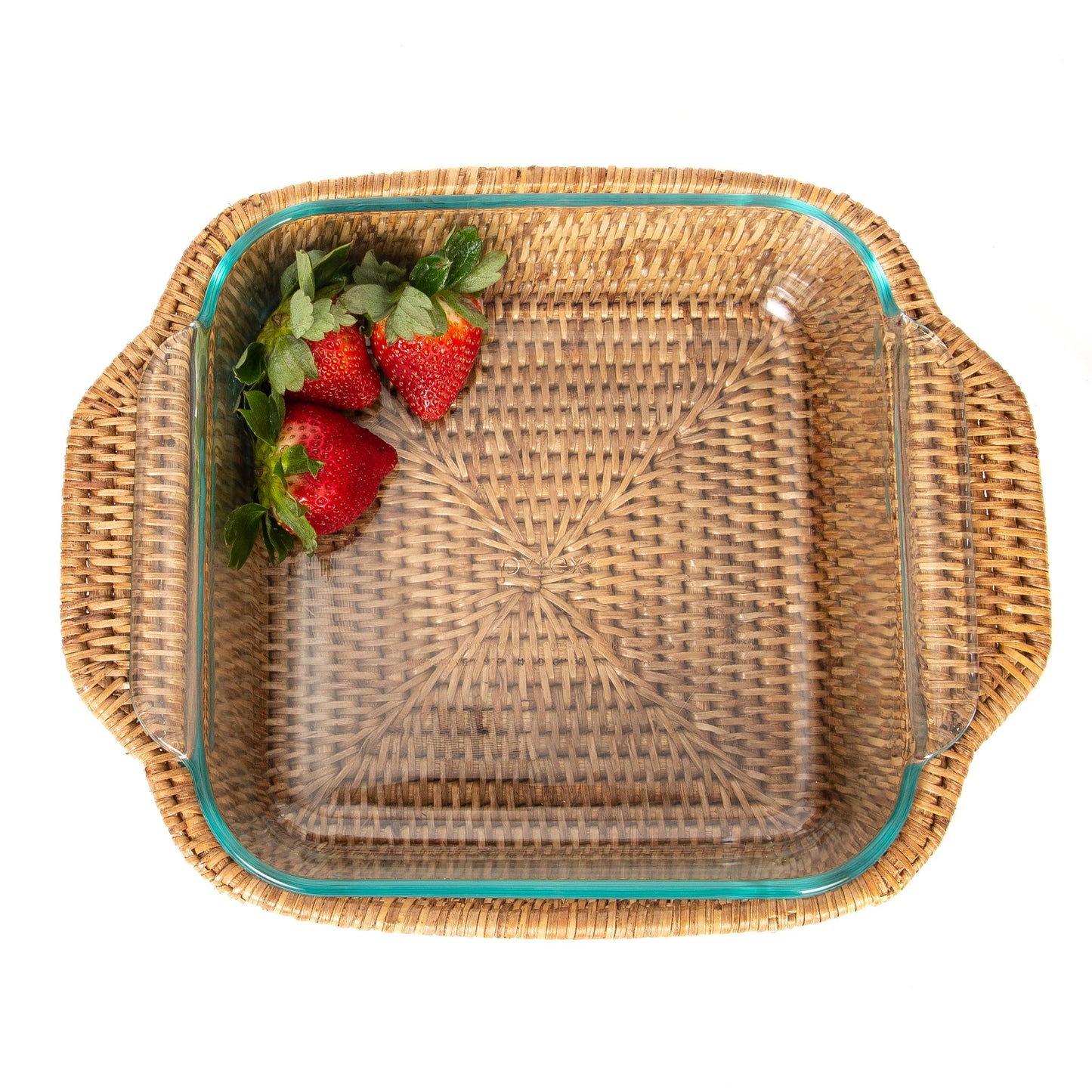 Artifacts Rattan Square Baker Basket with Pyrex - Crystal Conner Design