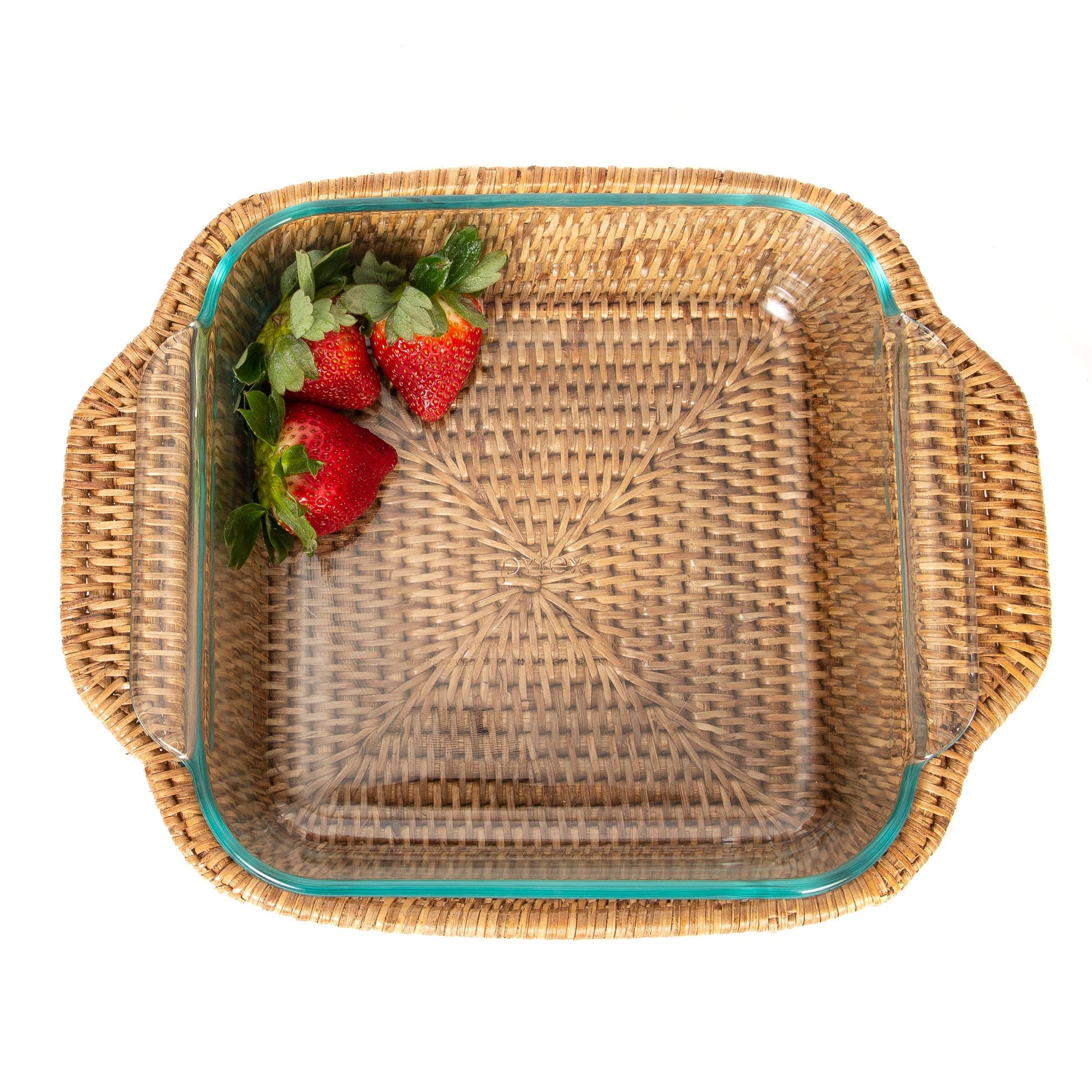 Artifacts Rattan Square Baker Basket with Pyrex - Crystal Conner Design