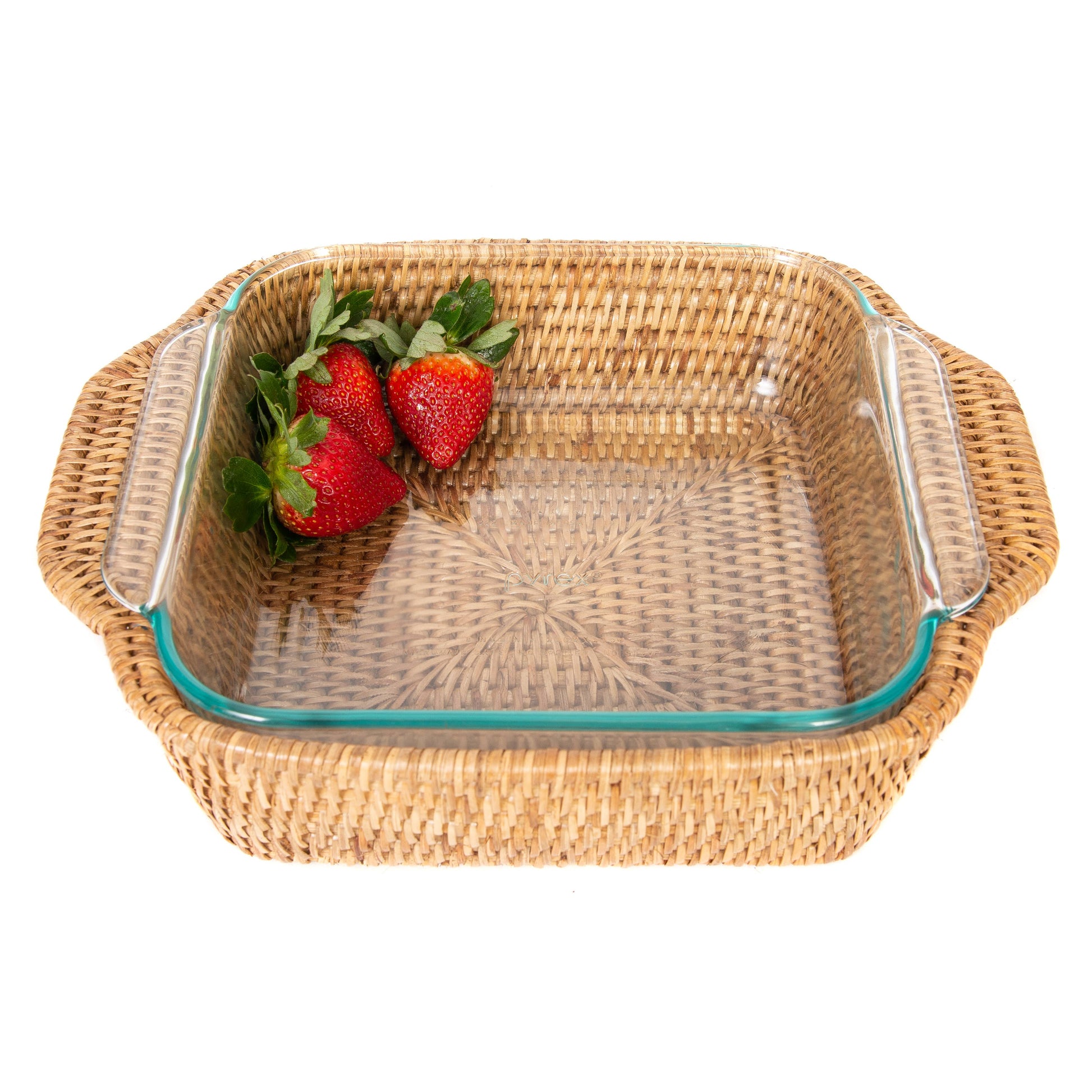 Artifacts Rattan Square Baker Basket with Pyrex - Crystal Conner Design