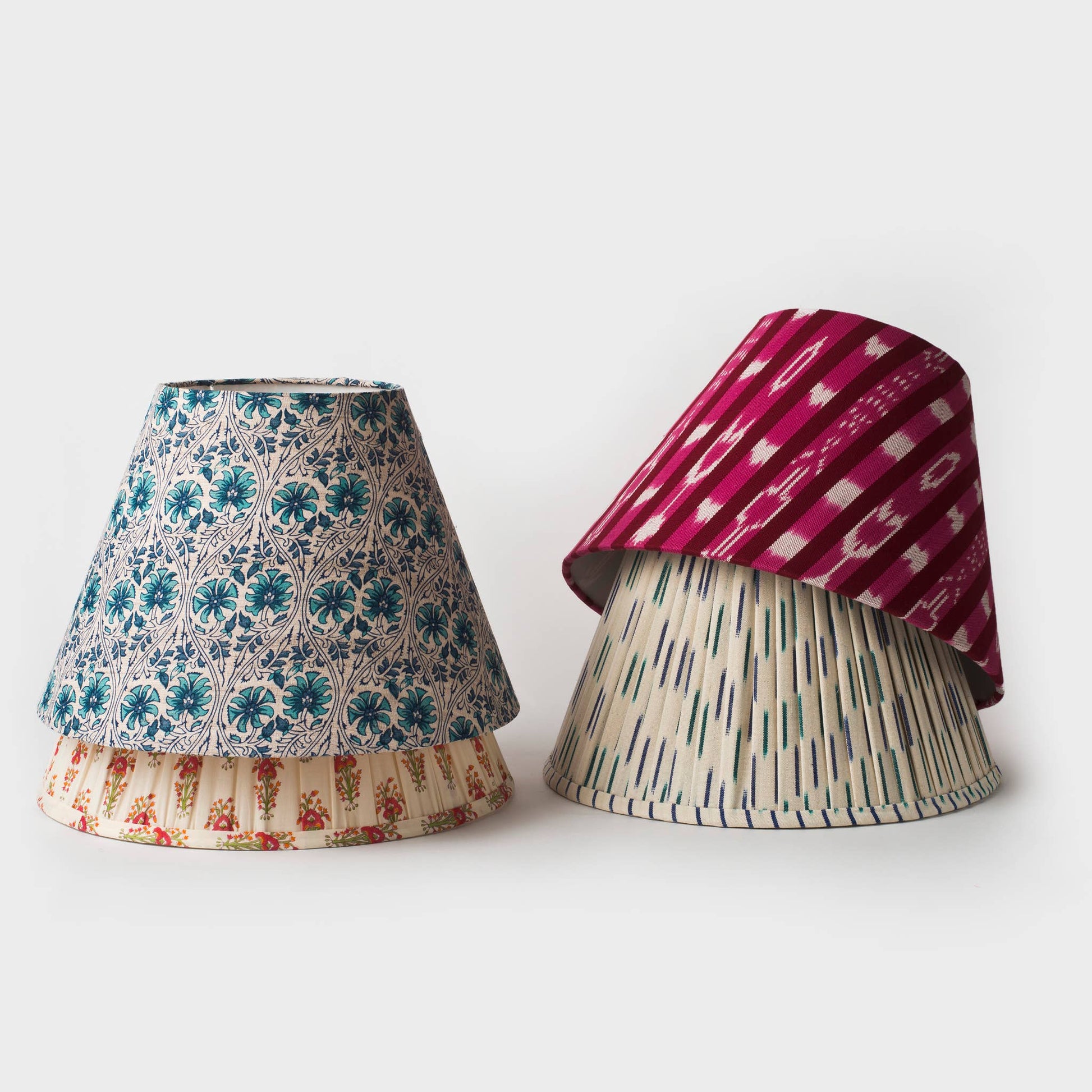 Blue Ikat Pleated Lampshade - Crystal Conner Design