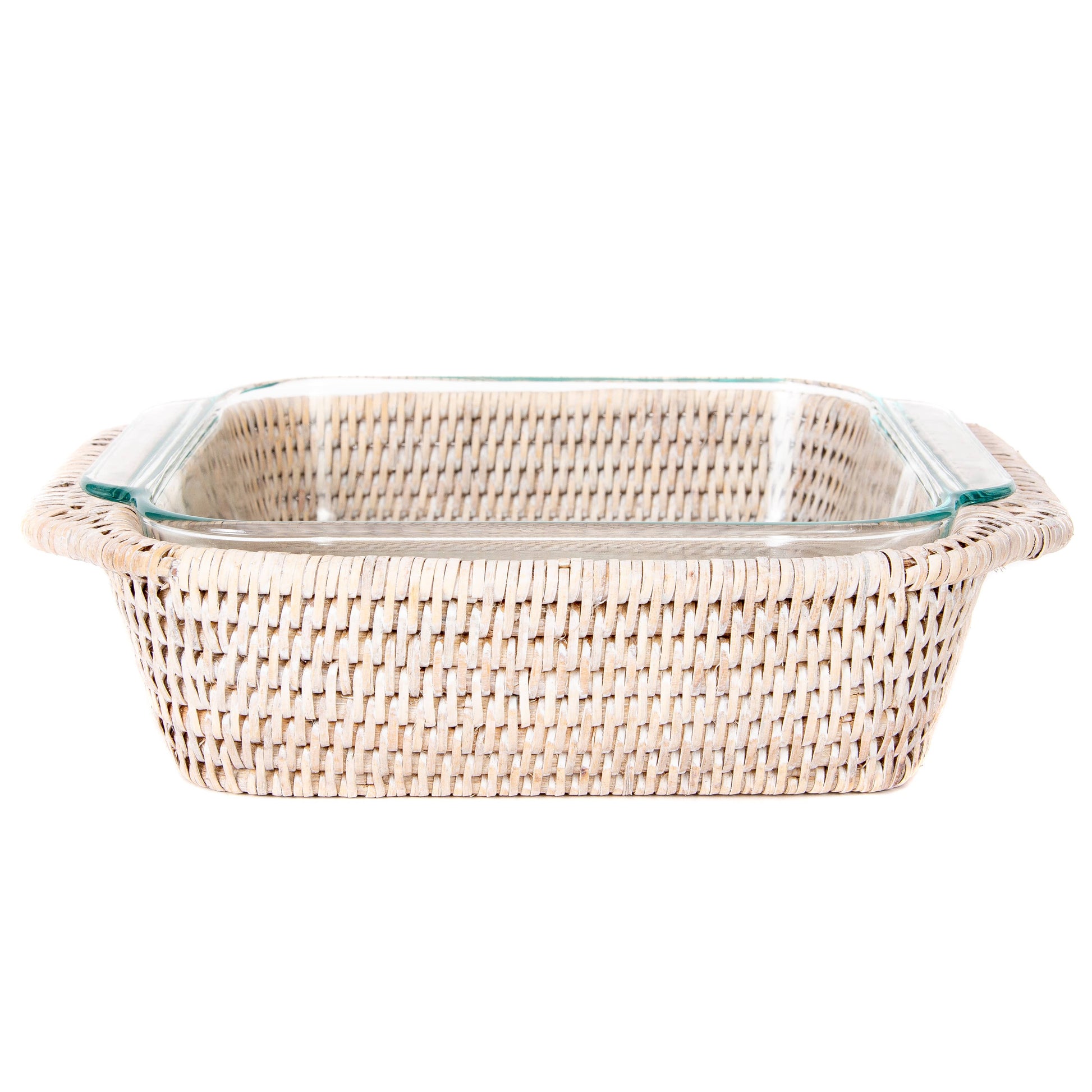 Artifacts Rattan Square Baker Basket with Pyrex - Crystal Conner Design