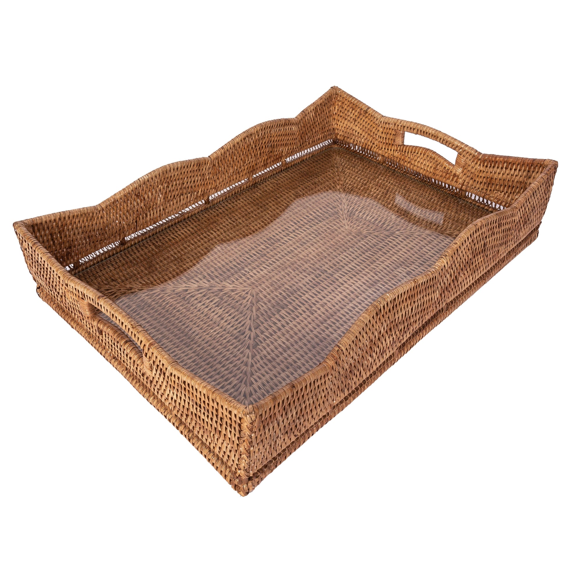 Scallop Rectangular Tray With Glass Insert - Crystal Conner Design