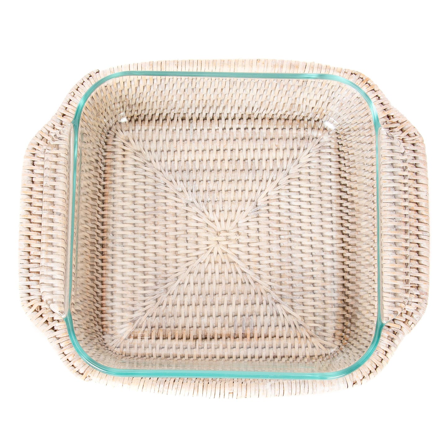 Artifacts Rattan Square Baker Basket with Pyrex - Crystal Conner Design