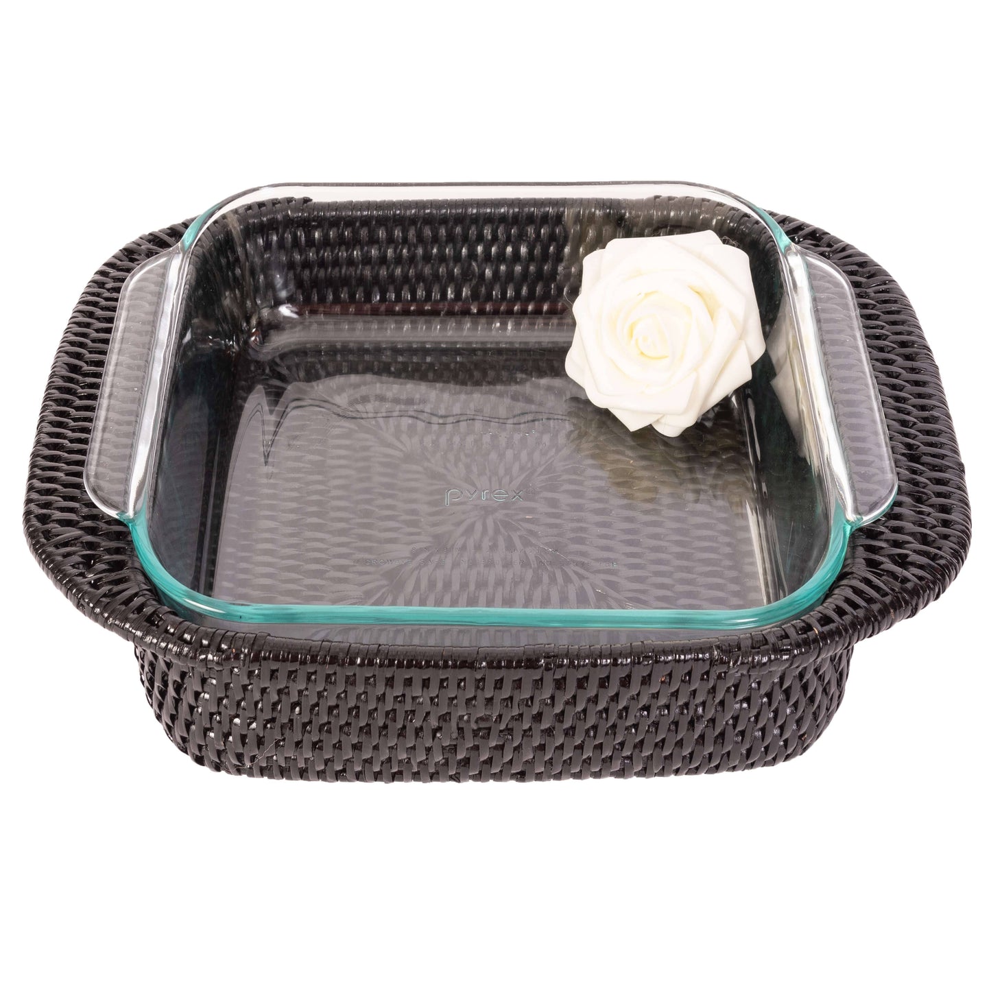 Artifacts Rattan Square Baker Basket with Pyrex - Crystal Conner Design