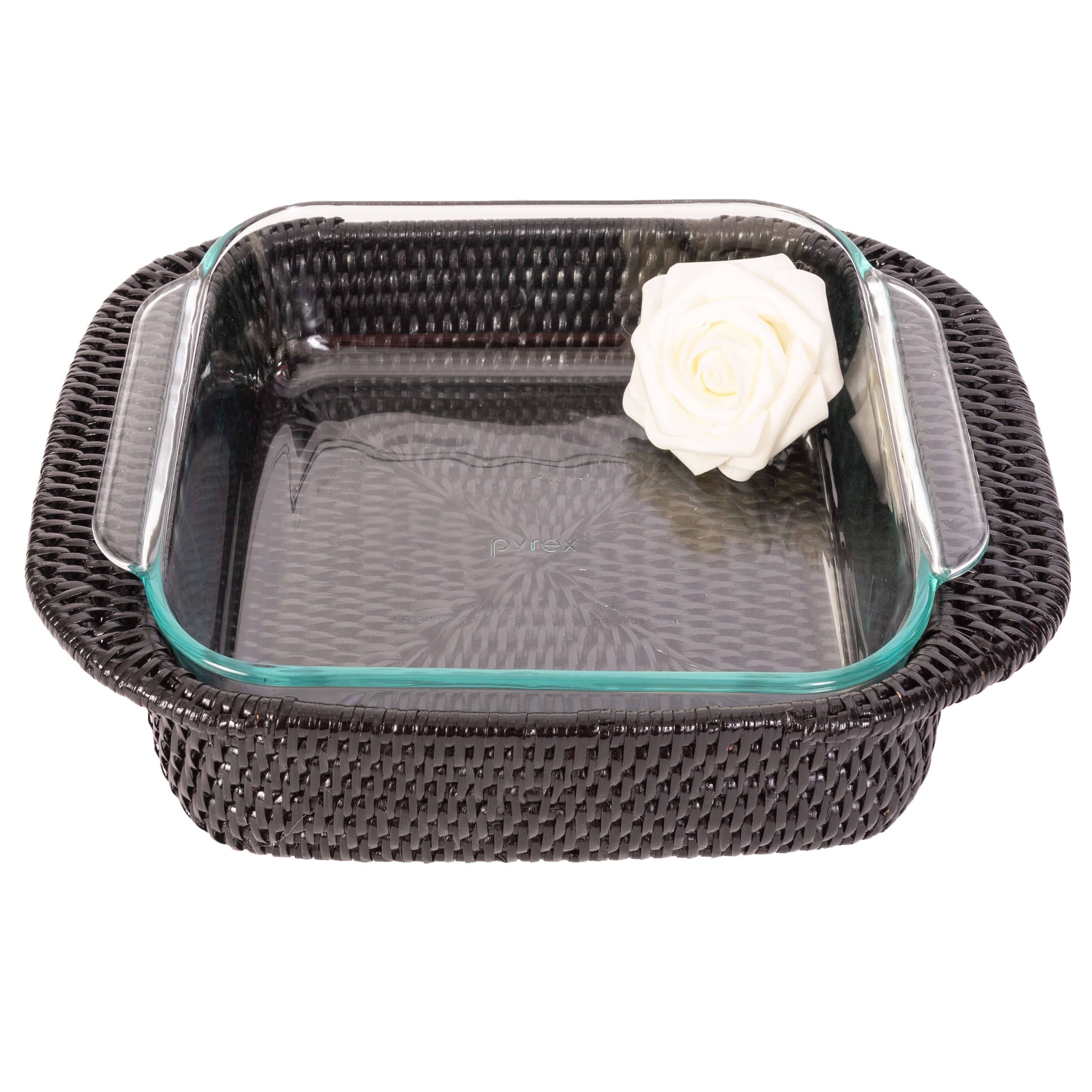 Artifacts Rattan Square Baker Basket with Pyrex - Crystal Conner Design