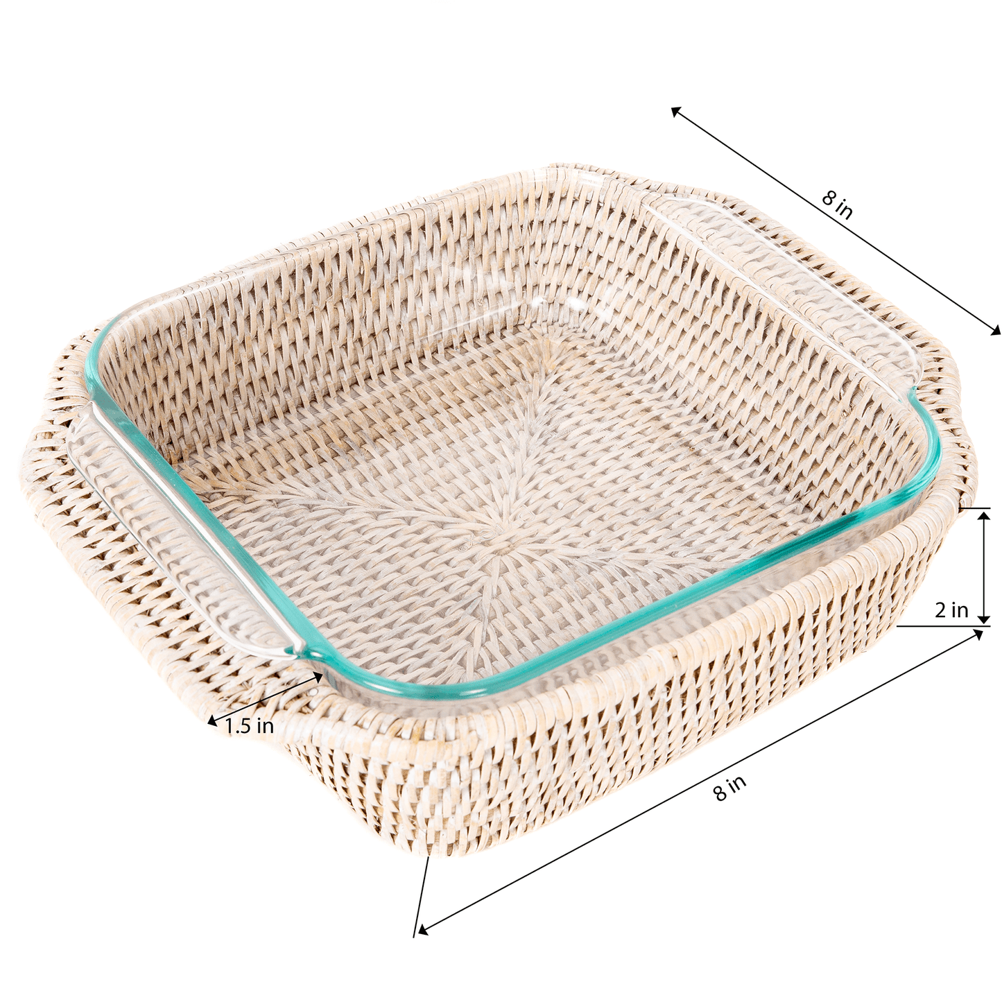 Artifacts Rattan Square Baker Basket with Pyrex - Crystal Conner Design