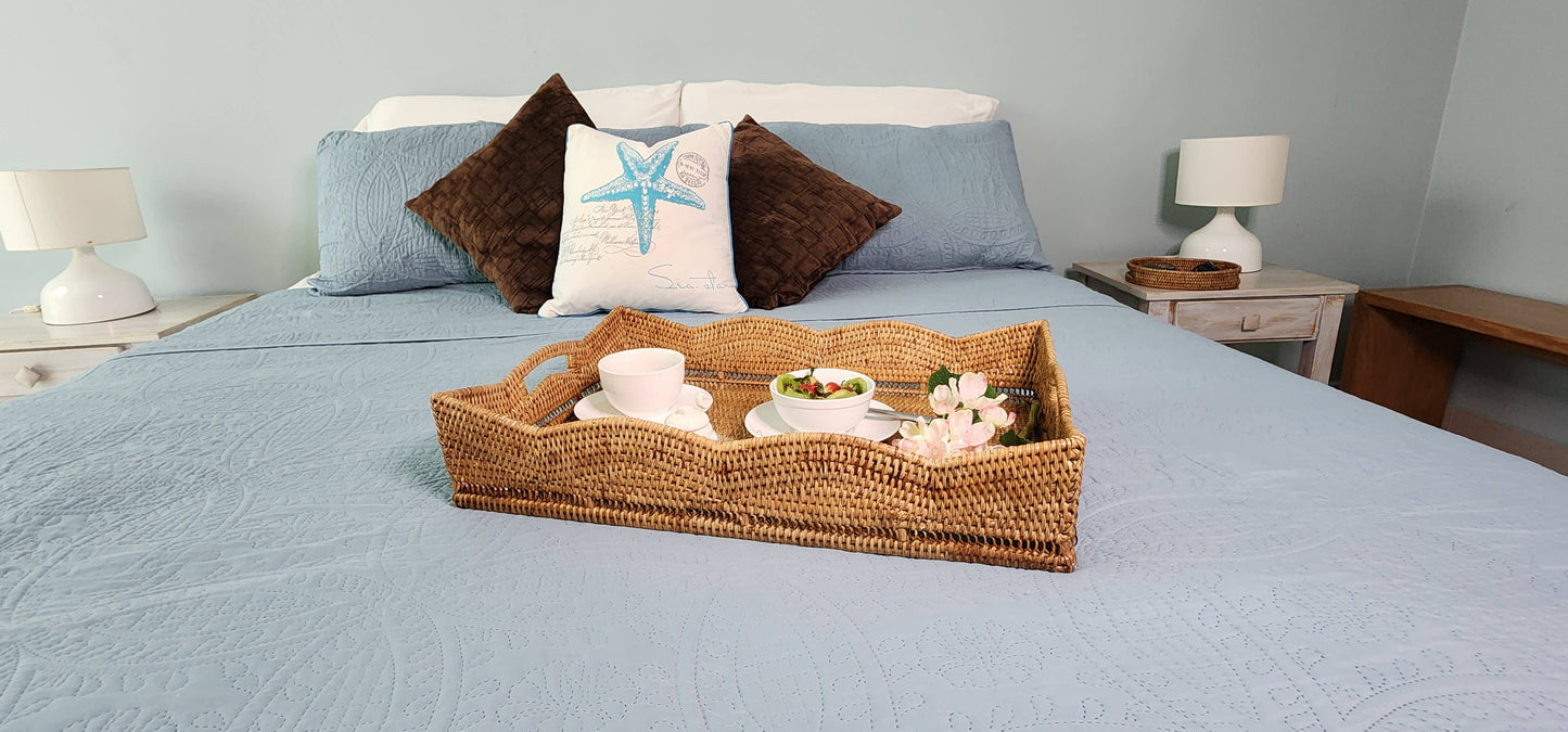 Scallop Rectangular Tray With Glass Insert