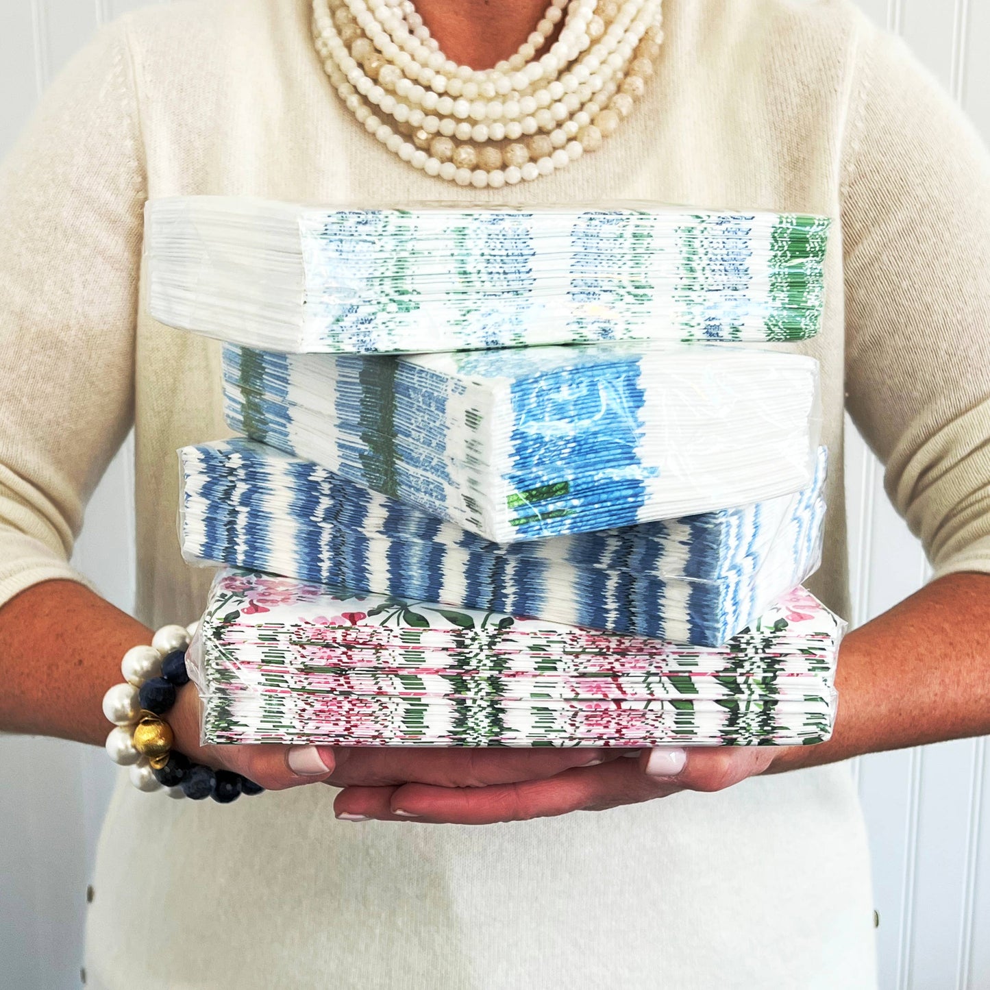 Floral Block Print Paper Guest Towels | Luxe Pack of 40 - Crystal Conner Design