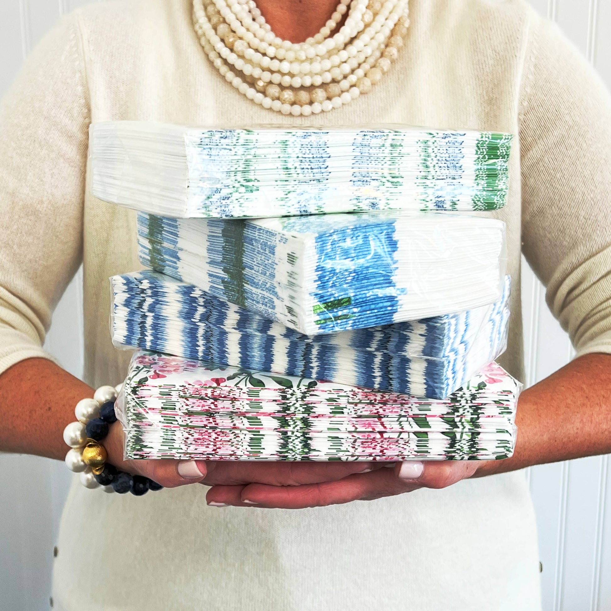Floral Block Print Paper Guest Towels | Luxe Pack of 40 - Crystal Conner Design