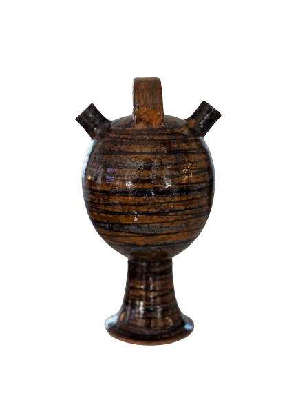 One of A Kind Double Spout Glazed Handmade Pot - Window Tree