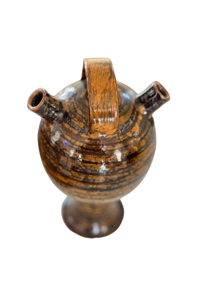 One of A Kind Double Spout Glazed Handmade Pot - Window Tree