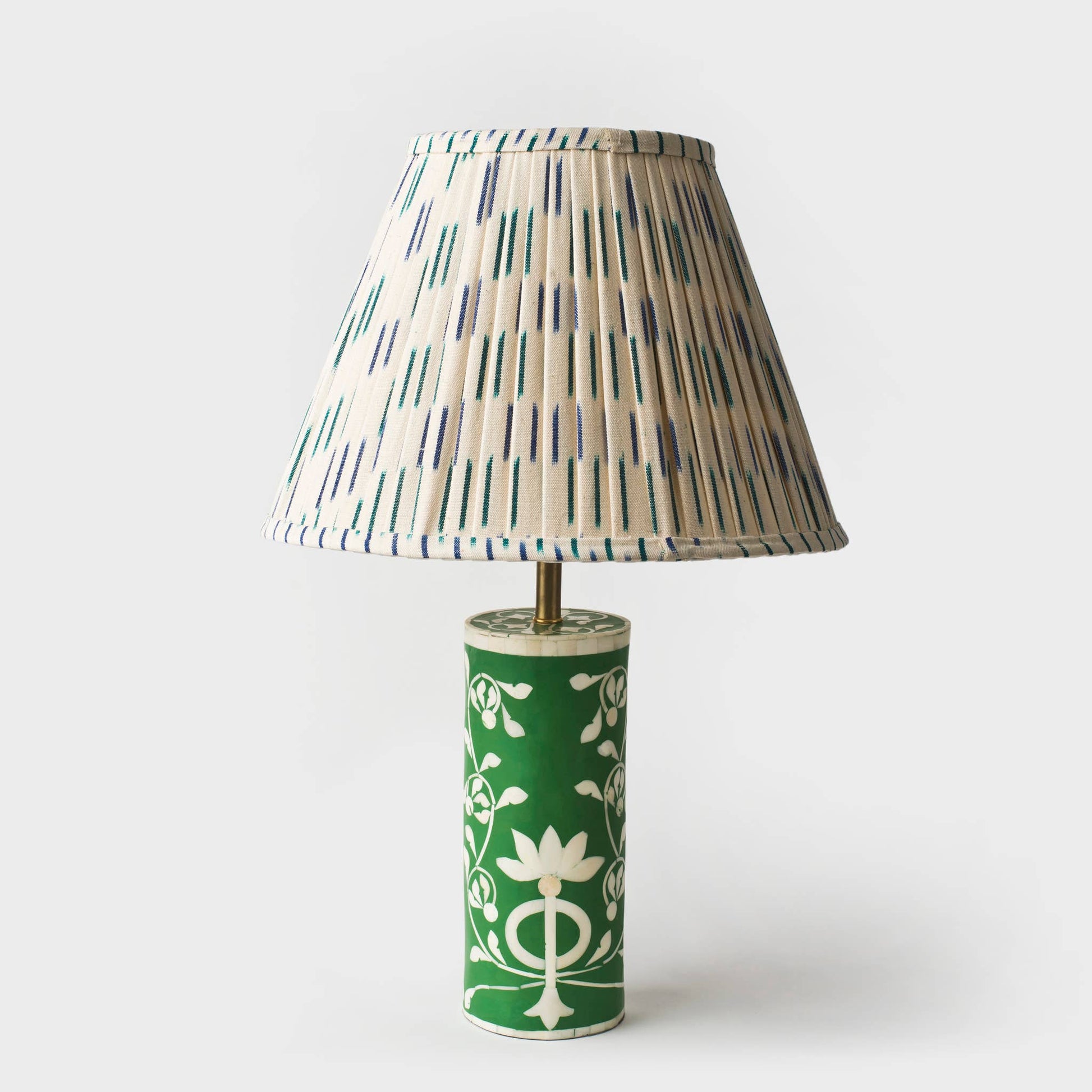 Blue Ikat Pleated Lampshade - Crystal Conner Design
