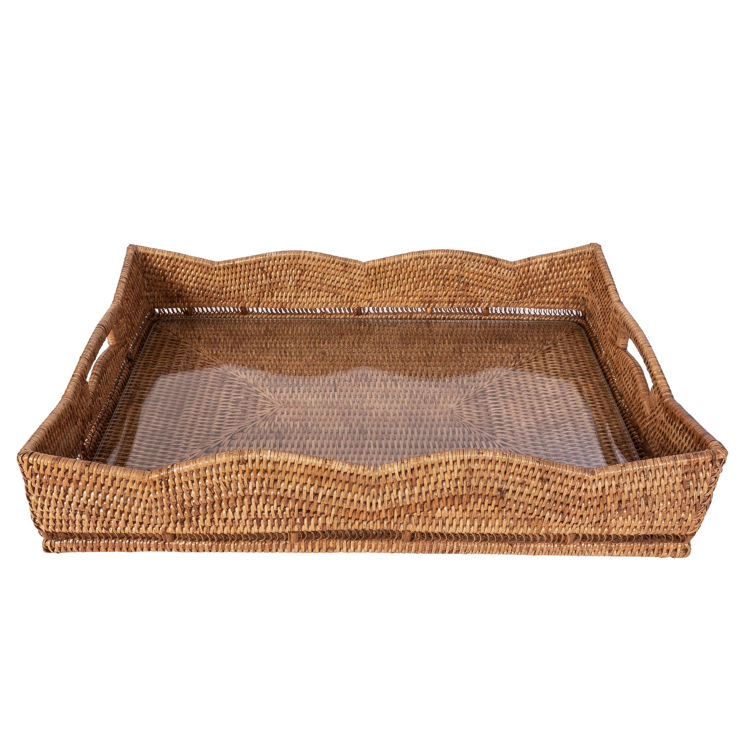 Scallop Rectangular Tray With Glass Insert