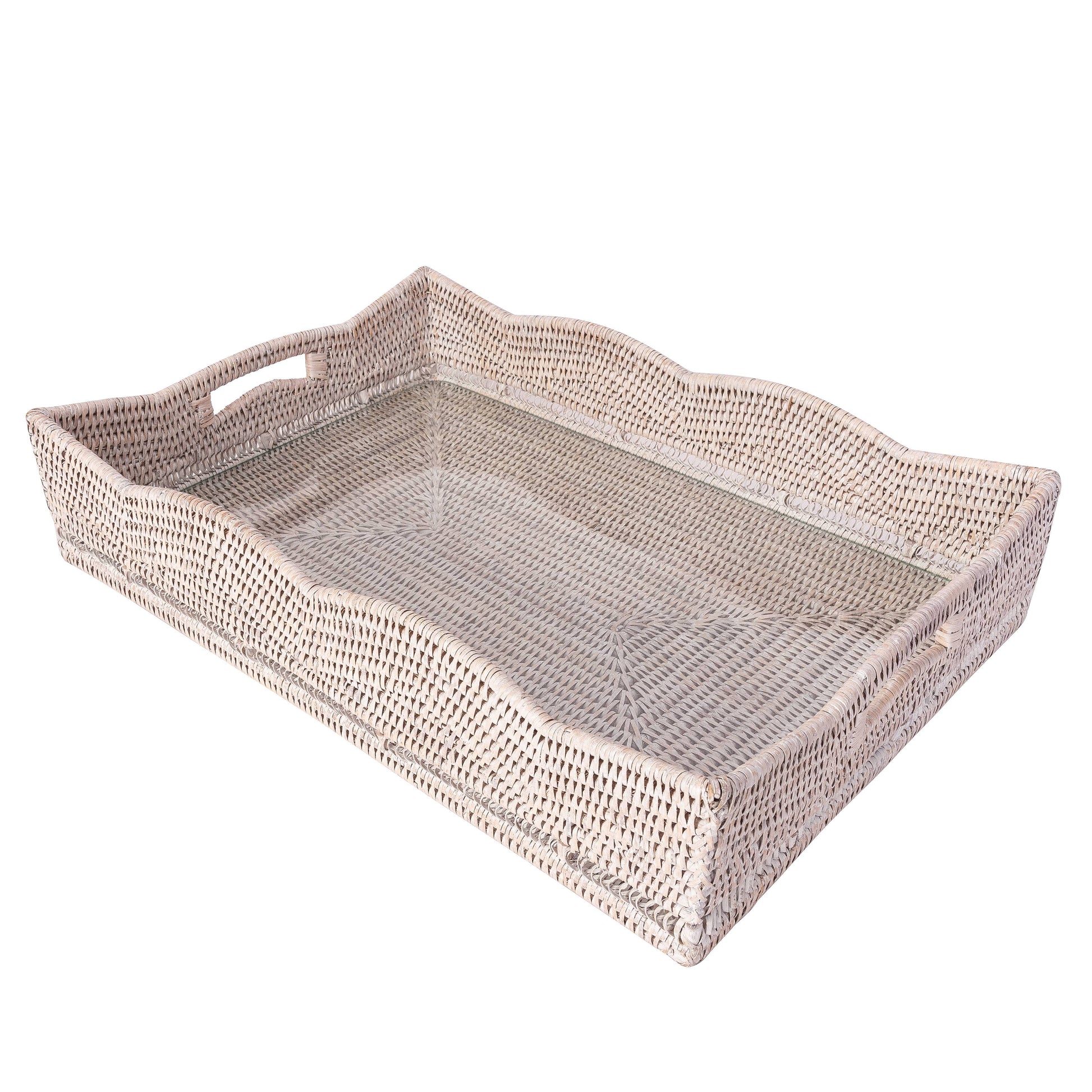 Scallop Rectangular Tray With Glass Insert - Crystal Conner Design