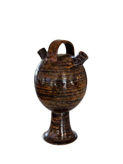 One of A Kind Double Spout Glazed Handmade Pot - Window Tree