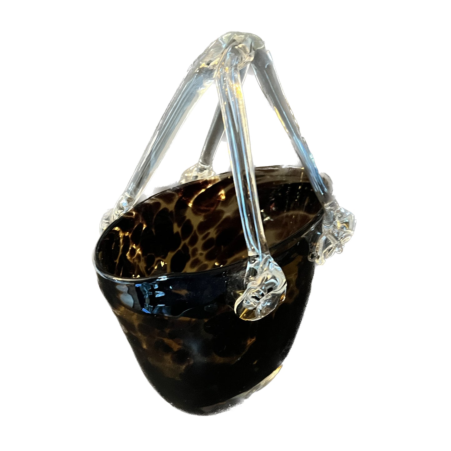 Mid-Century Modern Murano Hand-Blown Tortoise Glass Purse-Style Vase - Crystal Conner Design