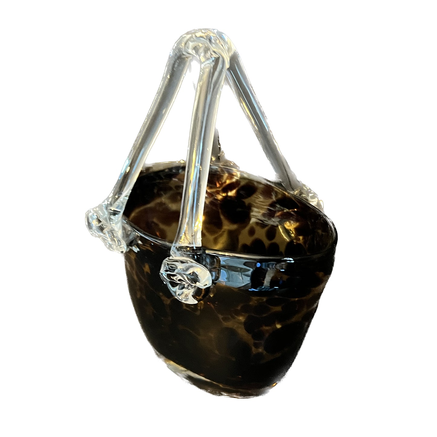 Mid-Century Modern Murano Hand-Blown Tortoise Glass Purse-Style Vase - Crystal Conner Design