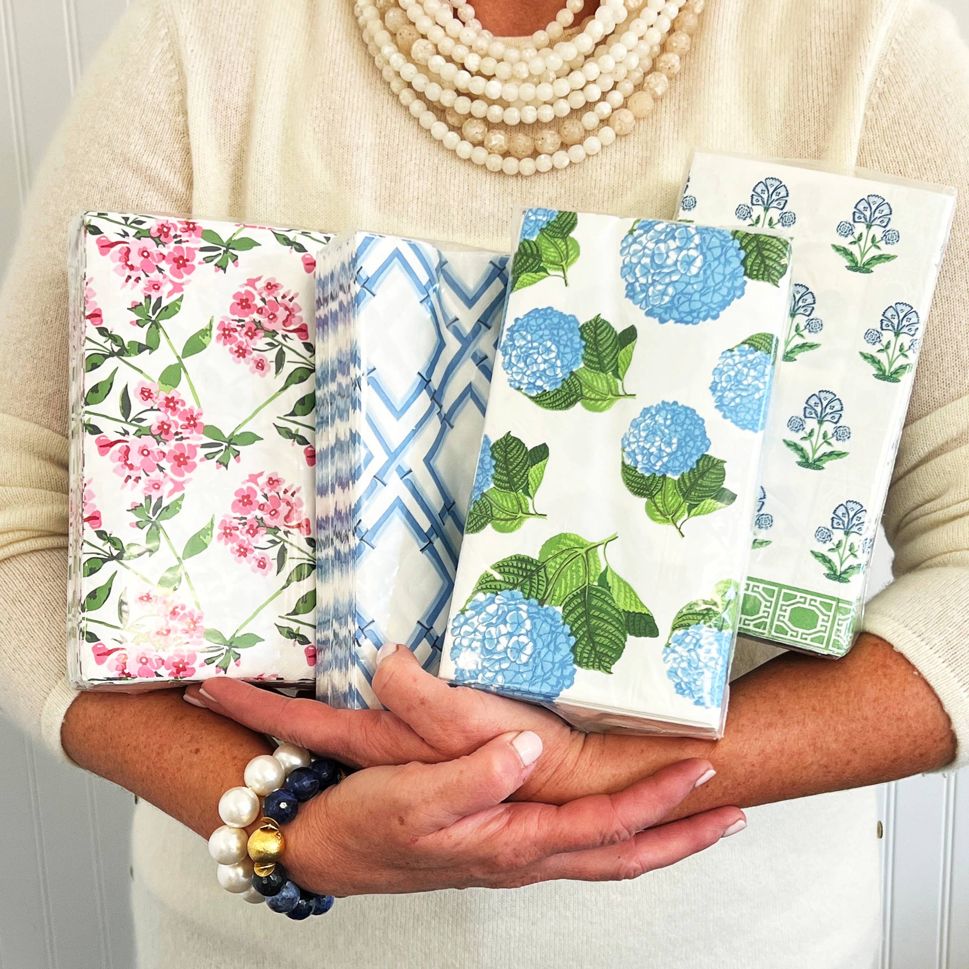 Floral Block Print Paper Guest Towels | Luxe Pack of 40 - Crystal Conner Design