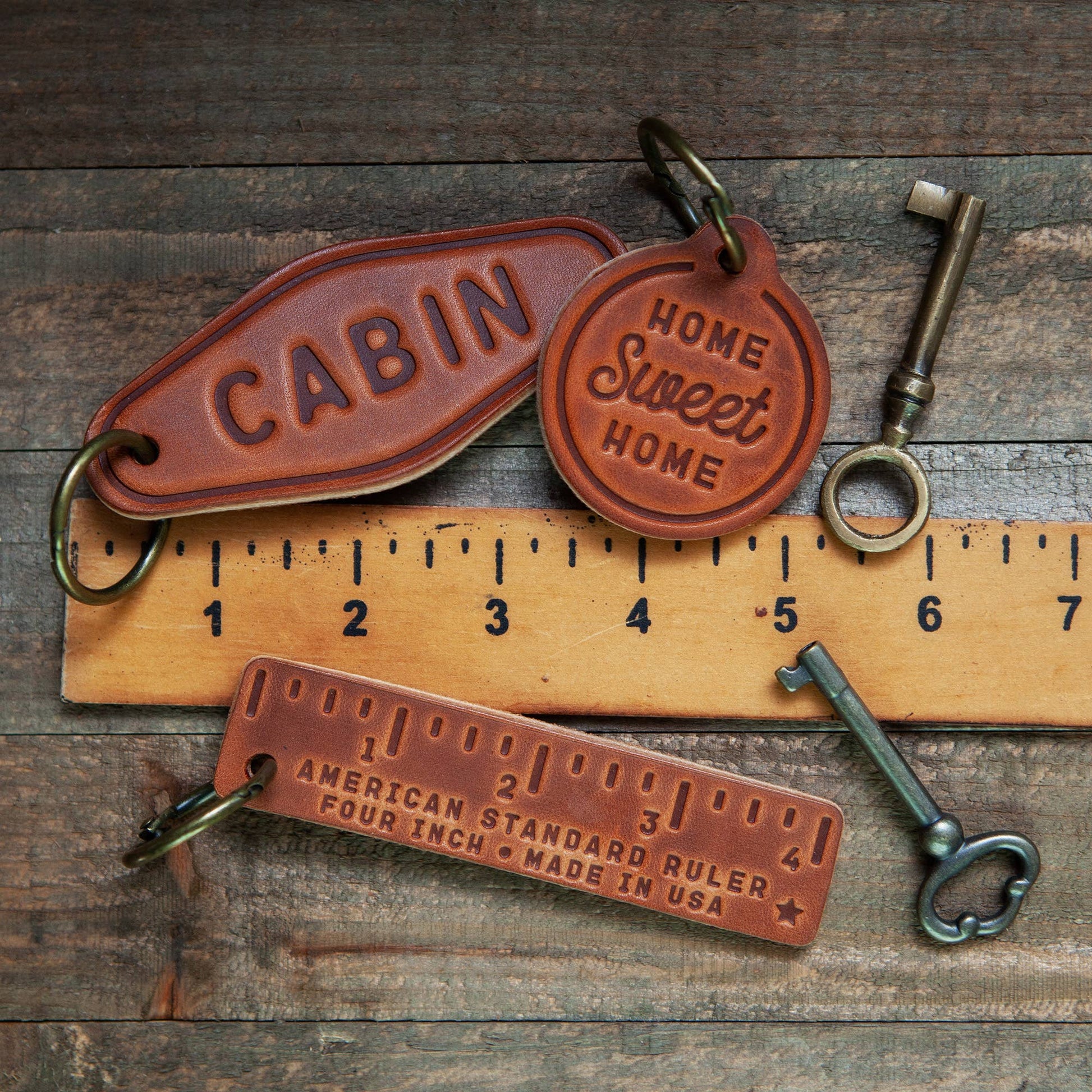 Sugarhouse Leather - Pocket Ruler Leather Keychain - Window Tree