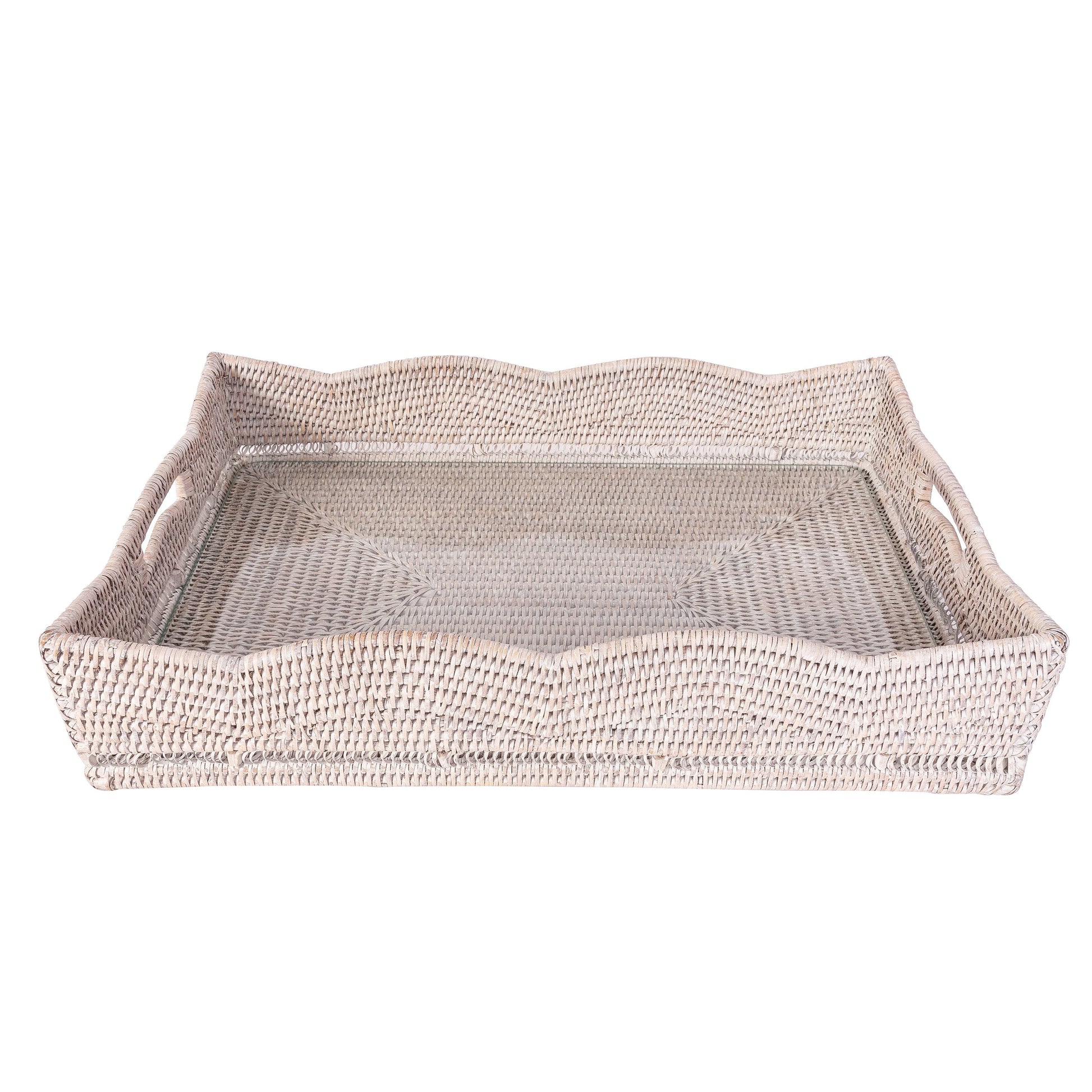 Scallop Rectangular Tray With Glass Insert - Crystal Conner Design