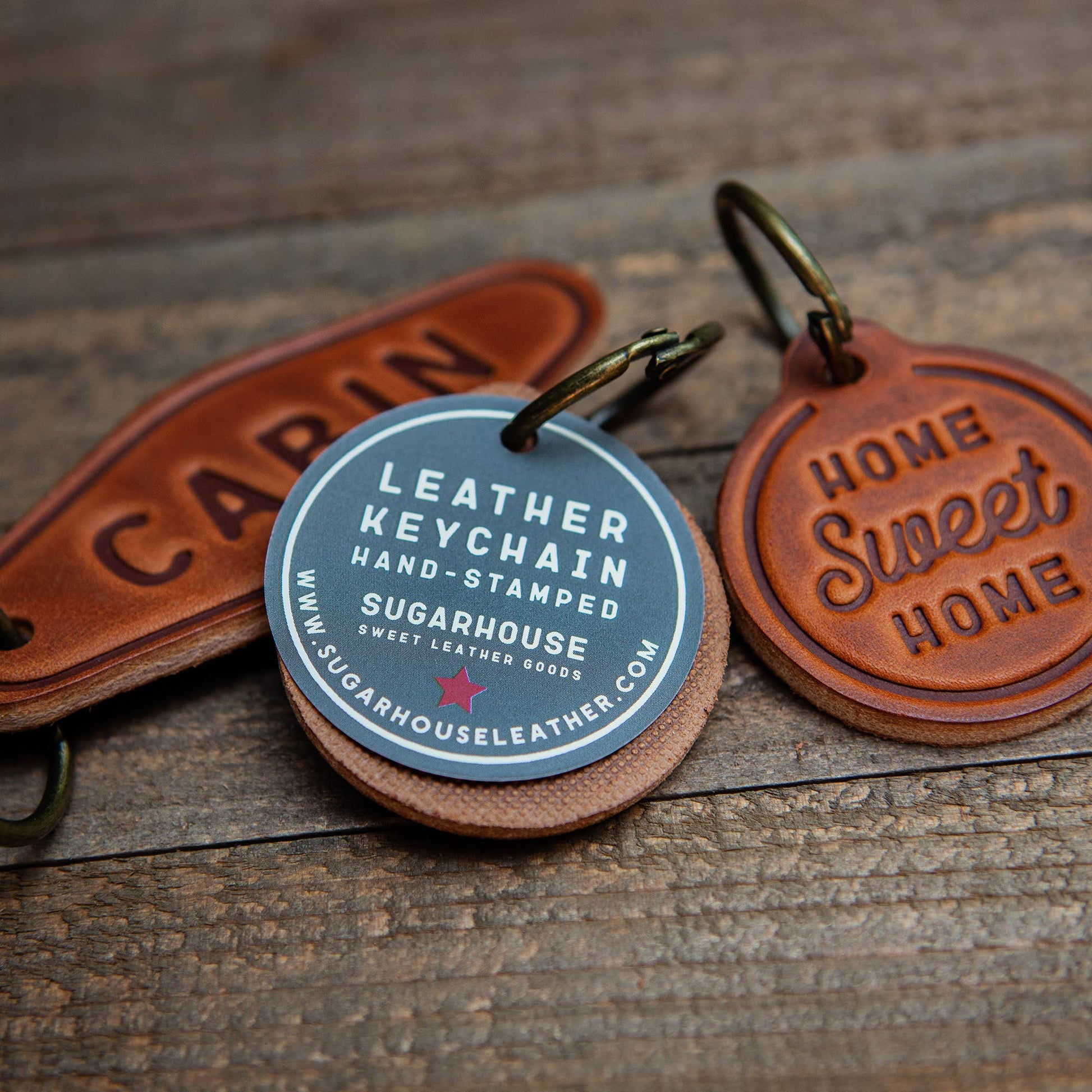 Sugarhouse Leather - Pocket Ruler Leather Keychain - Window Tree