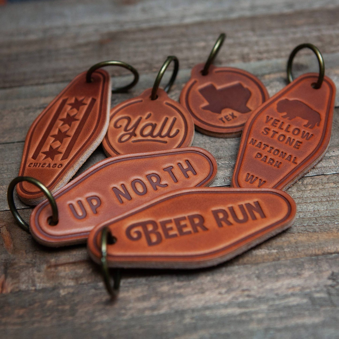 Sugarhouse Leather - Pocket Ruler Leather Keychain - Window Tree