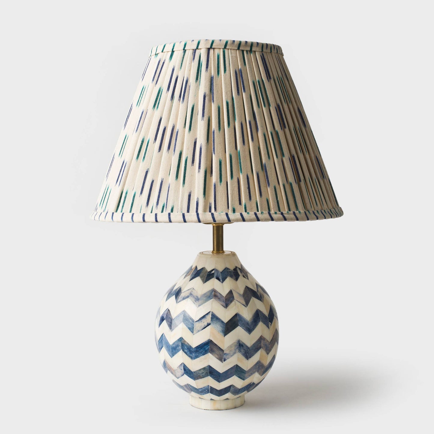 Blue Ikat Pleated Lampshade - Crystal Conner Design