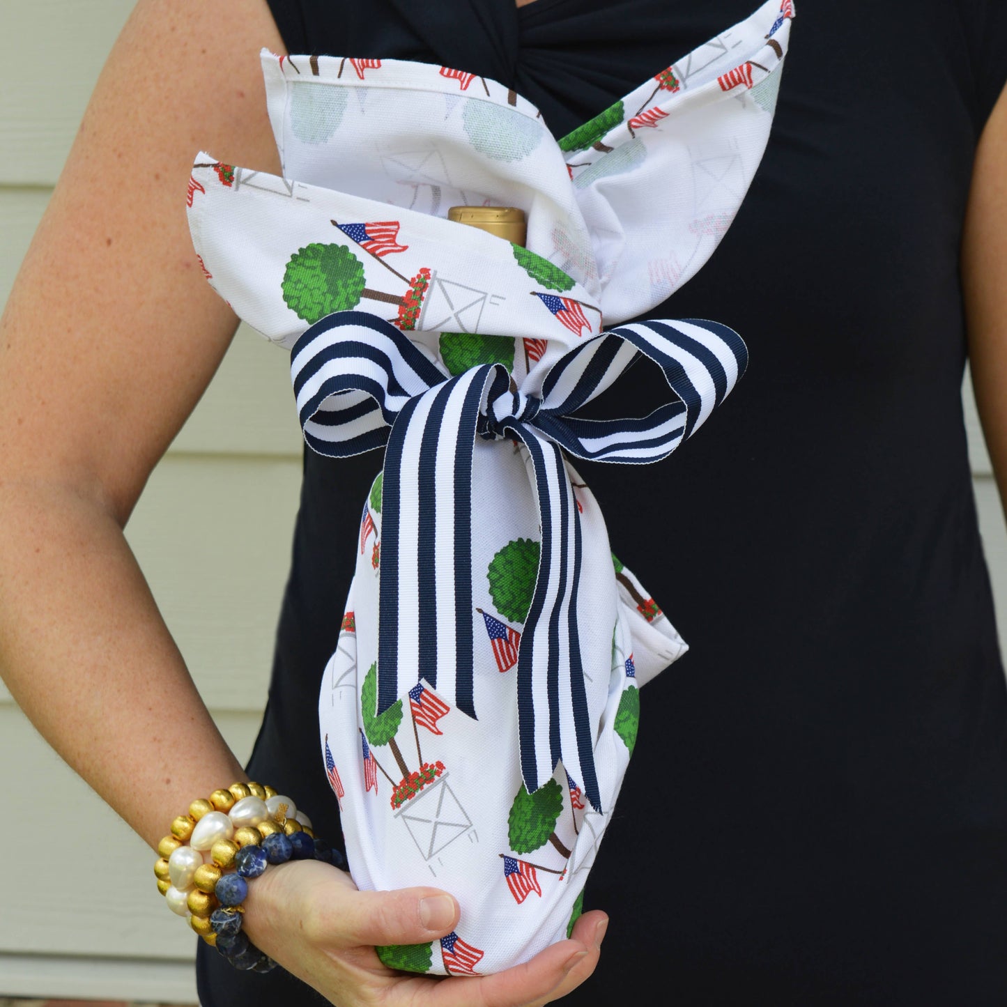 Patriotic Topiary Tea Towel - Crystal Conner Design