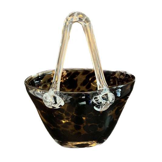 Mid-Century Modern Murano Hand-Blown Tortoise Glass Purse-Style Vase - Crystal Conner Design