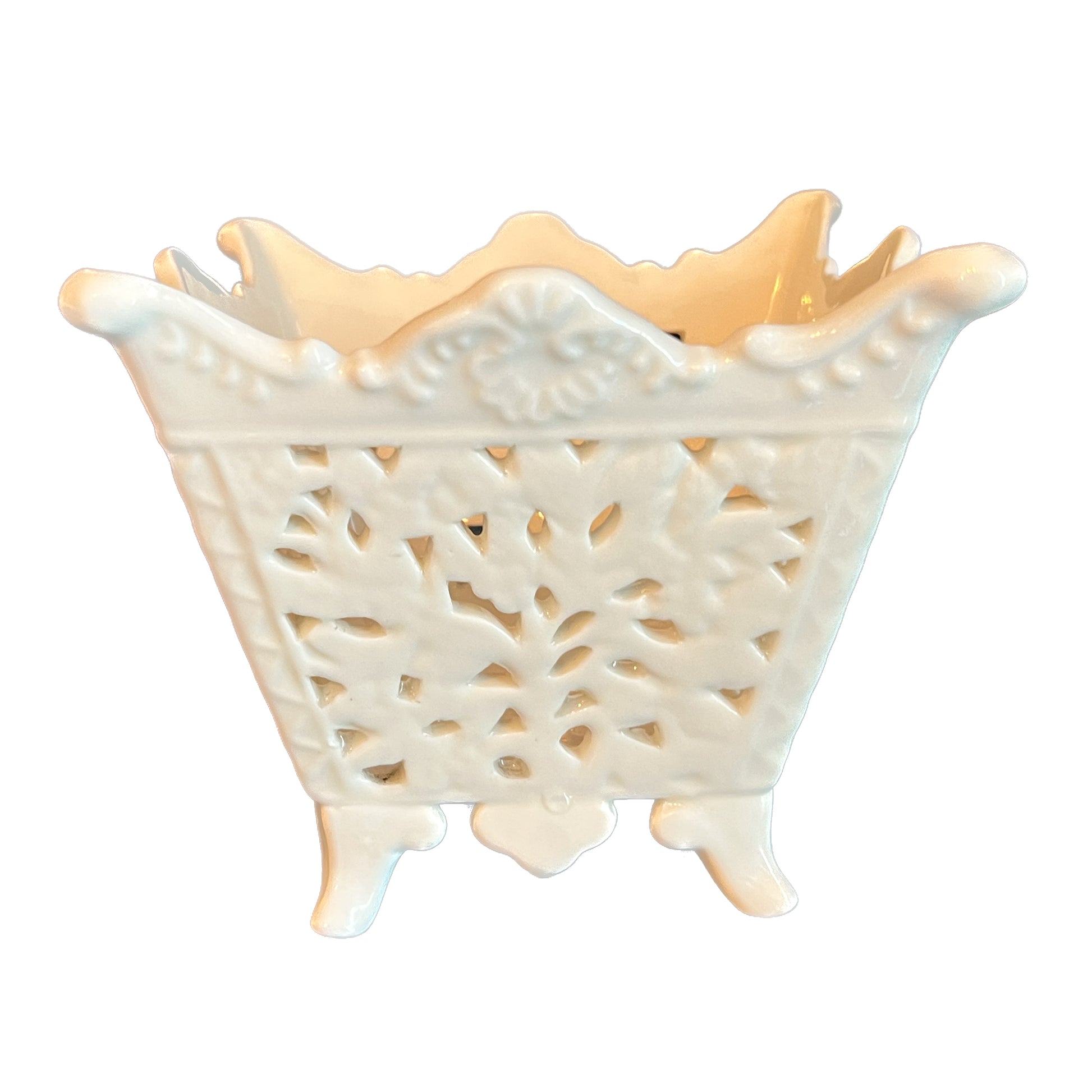 White Ceramic Cachepot - Crystal Conner Design