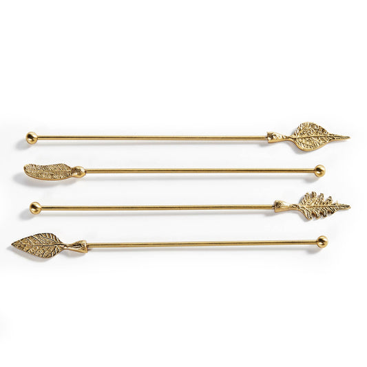 LEAF SWIZZLE STICKS, SET OF 4 - Crystal Conner Design