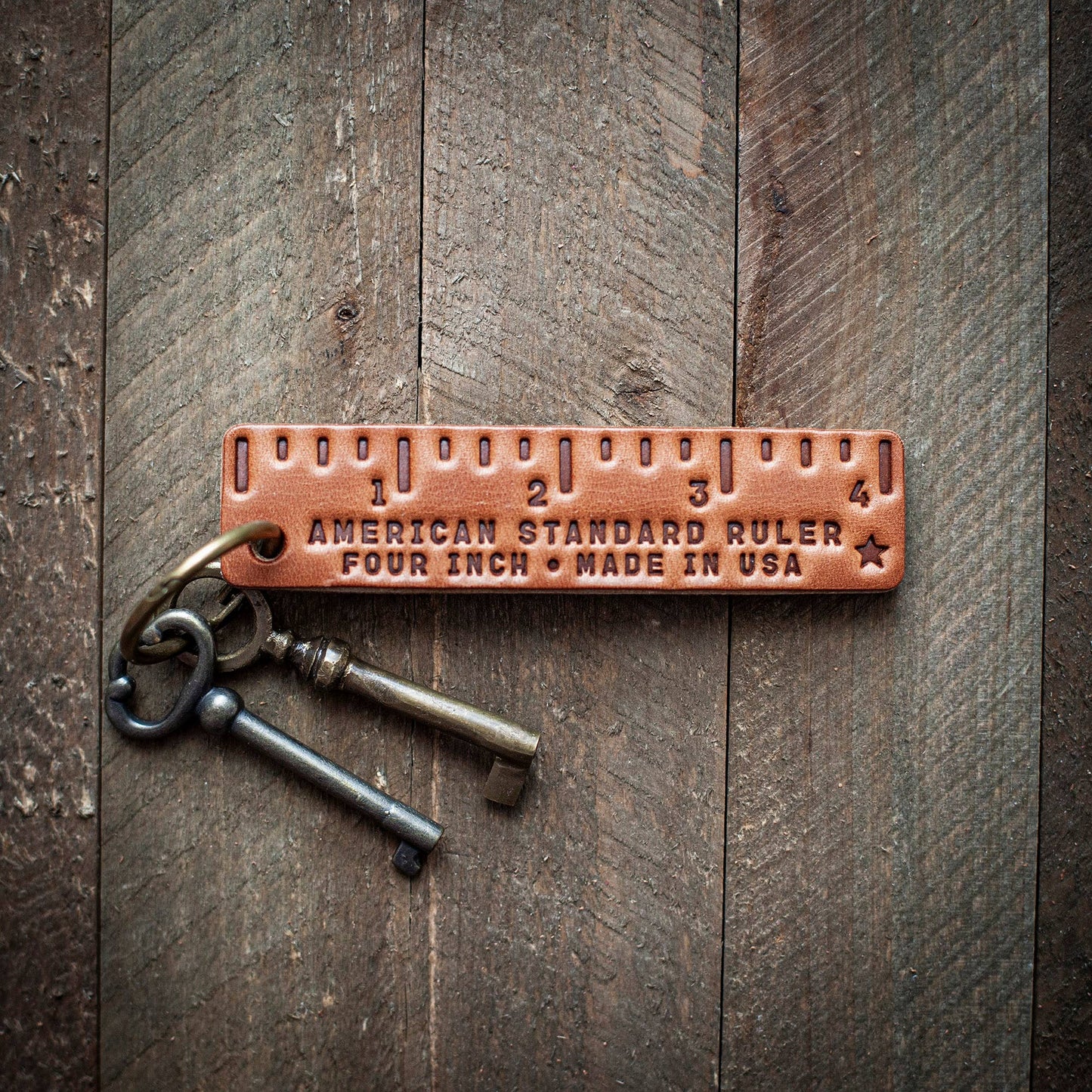 Sugarhouse Leather - Pocket Ruler Leather Keychain - Window Tree