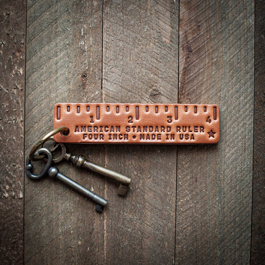 Sugarhouse Leather - Pocket Ruler Leather Keychain - Window Tree