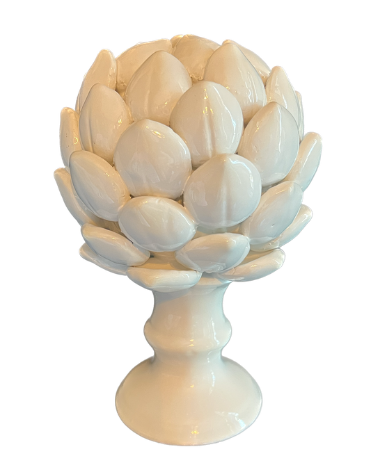 White Ceramic Artichoke Finial - Crystal Conner Design
